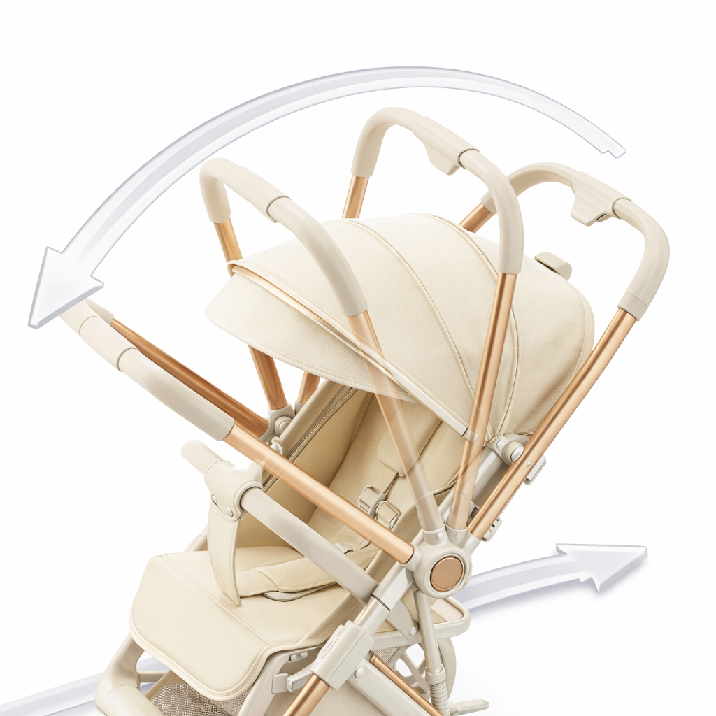 Poussette Bébé Siège Inclinable 3 positions - Confort et Transport facile Crème