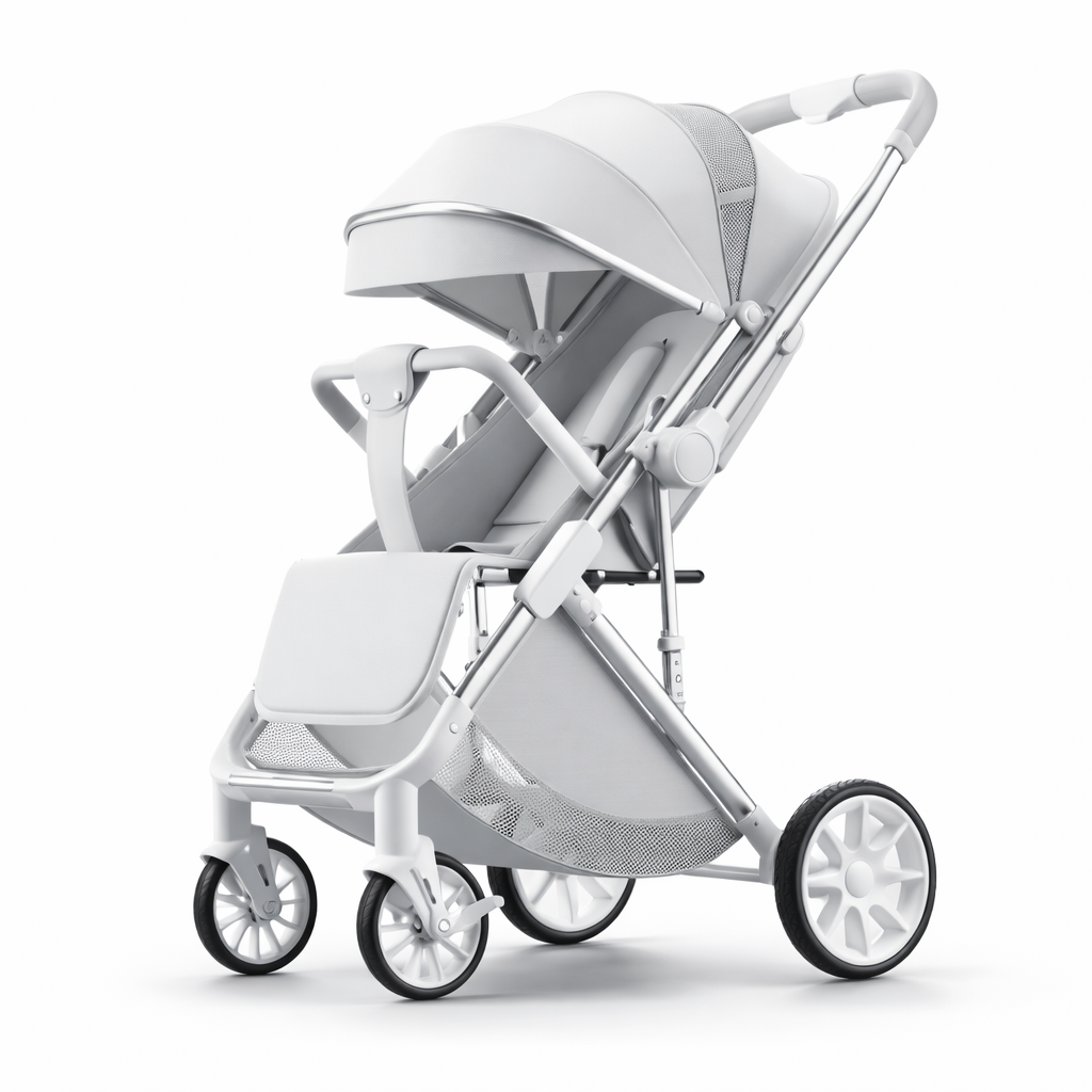 Poussette Bébé Siège Inclinable 3 positions - Confort et Transport facile Blanche